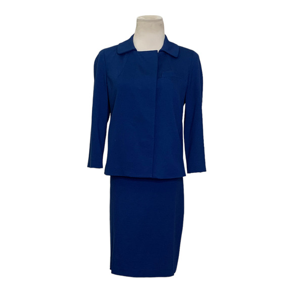 Talbots blue skirt blazer stretch suit set blazer is 4P skirt is 6P - Picture 11 of 15